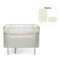 Växasäng 2i1 Baby & Juniorsäng och Madrass till Classic II - Mist Green