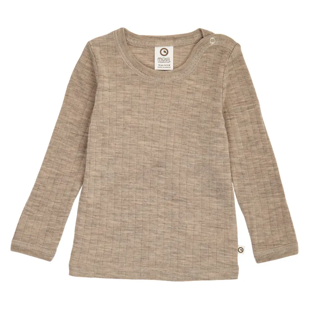 Långärmad Tröja Woolly Merinoull - Balsam Melange - 92 | Barnkläder - Toppar - Blusar | BabyMode