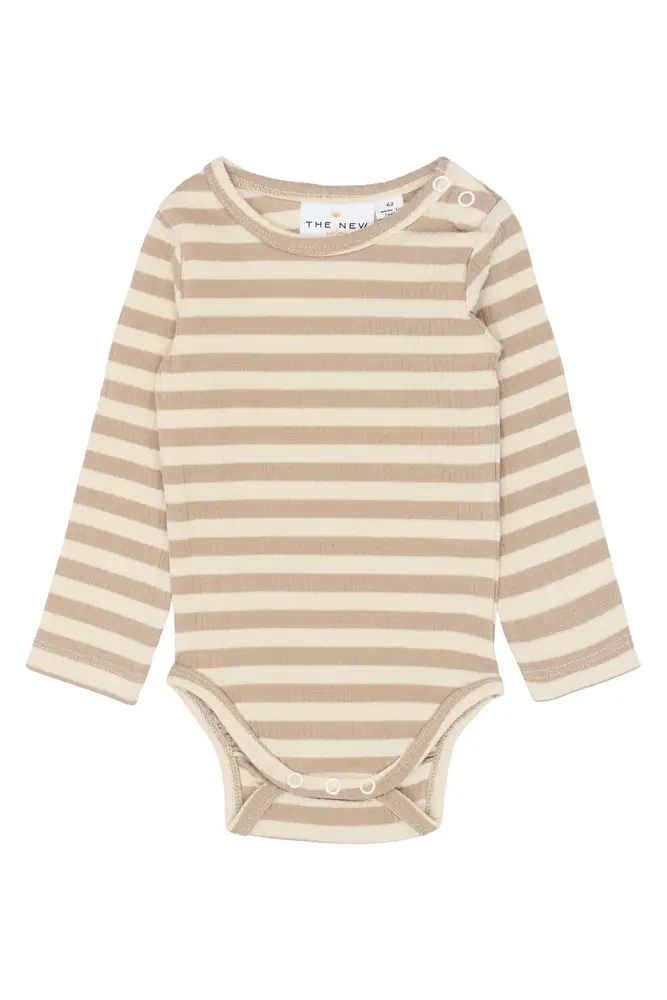Fro Långärmad Rib Body - Humus Striped - 86 | Barnkläder - Bodys & overaller - Långärmad body | BabyMode