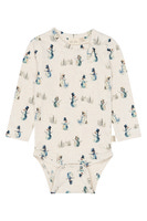 Petit Piao Blizz Långärmad Body - Eggnog Melange Snowman AOP