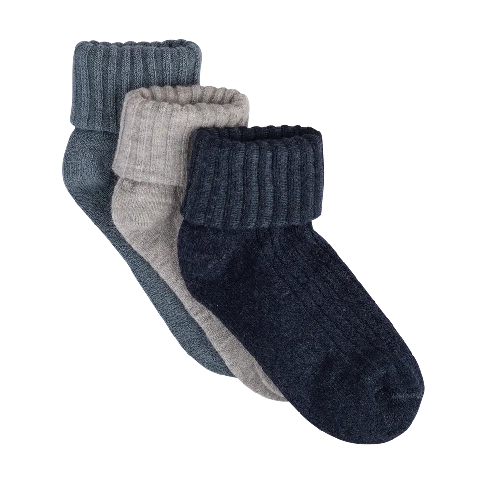 BeKids Rib Strumpor Ull 3-Pack - Dark Navy - 19\22