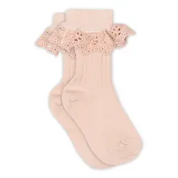 Lea Strumpor med Volang - Rose Dust | Kläder - Ull - Strumpor & ullstrumpbyxor | BabyMode