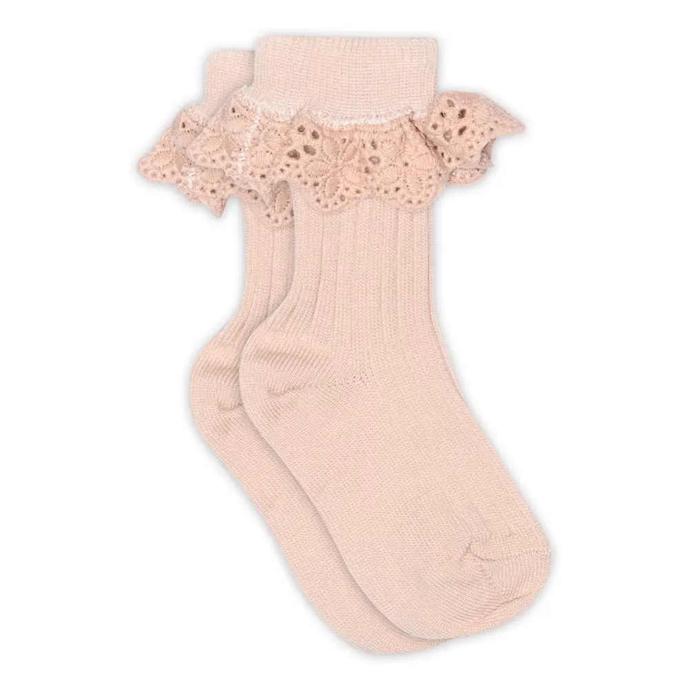 Lea Strumpor med Volang - Rose Dust - 17/18 | Barnkläder - Ull - Strumpor & ullstrumpbyxor | BabyMode