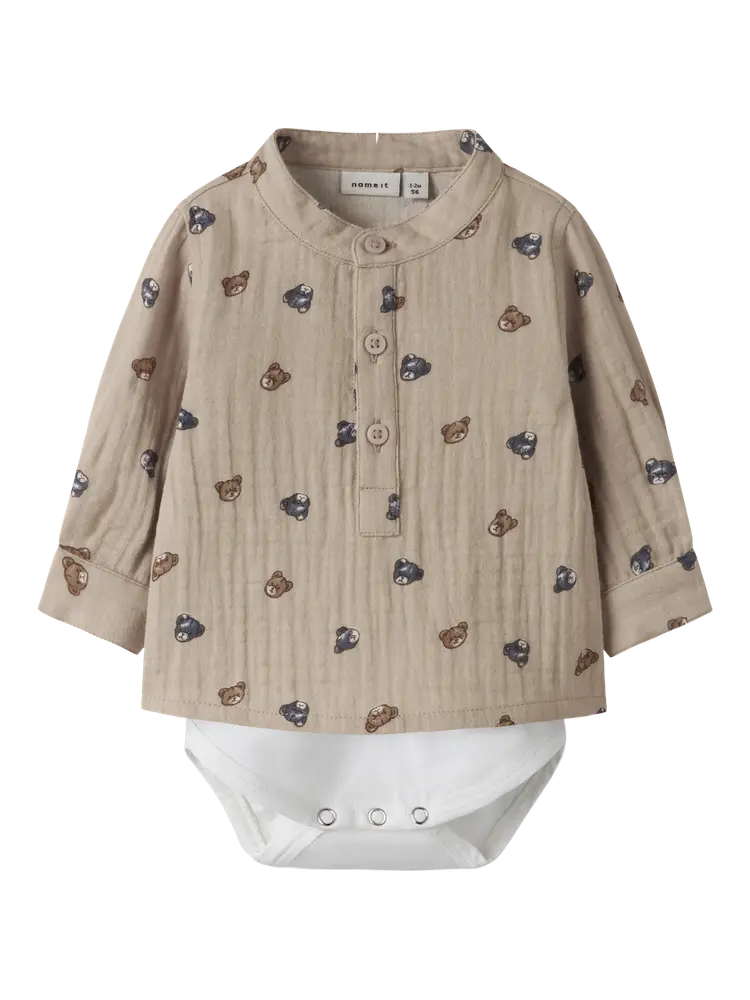 Dutty Långärmad Skjorta Body - Chateau Gray - 56 | Barnkläder - Bodys & overaller - Långärmad body | BabyMode