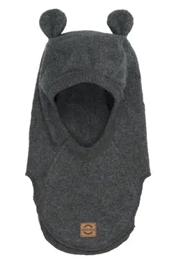 Bomullsbalaclava med öron - Anthracite Melange | Barnkläder - Mössor, vantar och tossor - Mössor & balaclavas | BabyMode