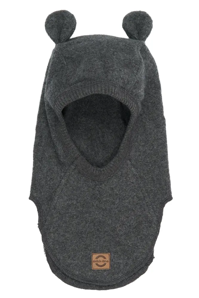 Bomullsbalaclava med öron - Anthracite Melange - 50/56 | Barnkläder - Mössor, vantar och tossor - Mössor & balaclavas | BabyMode