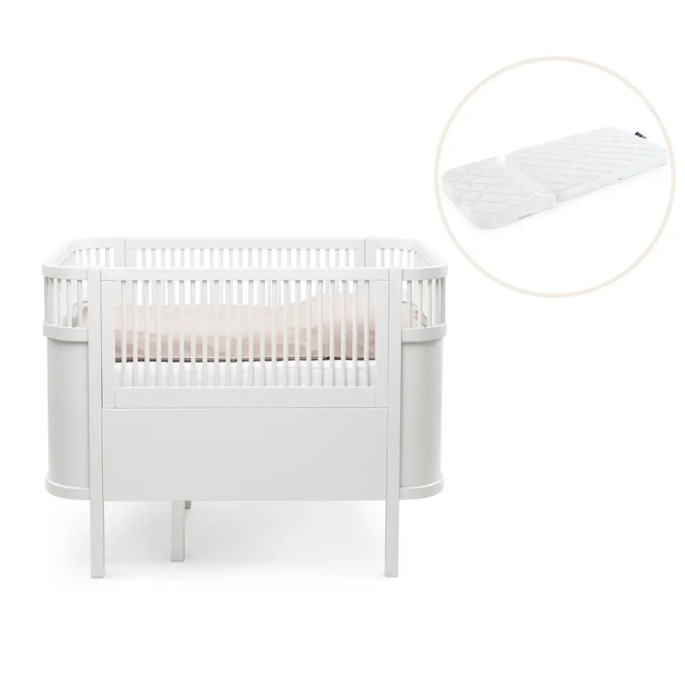 Växasäng 2i1 Baby & Juniorsäng och Madrass till Classic II - Classic White | Barnrum - Barnrumspaket | BabyMode