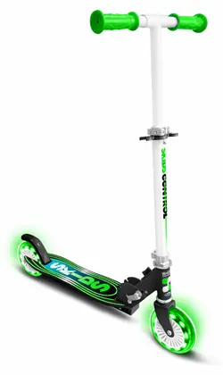 Skids Control Ihopfällbar Sparkcykel med Ljus - Grön