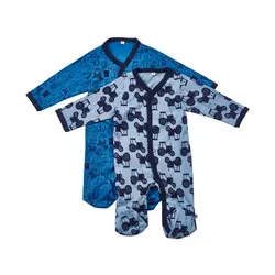 Långärmad Pyjamas med Fot 2-pack - Blue | Kläder - Underkläder & pyjamas - Pyjamasar | BabyMode