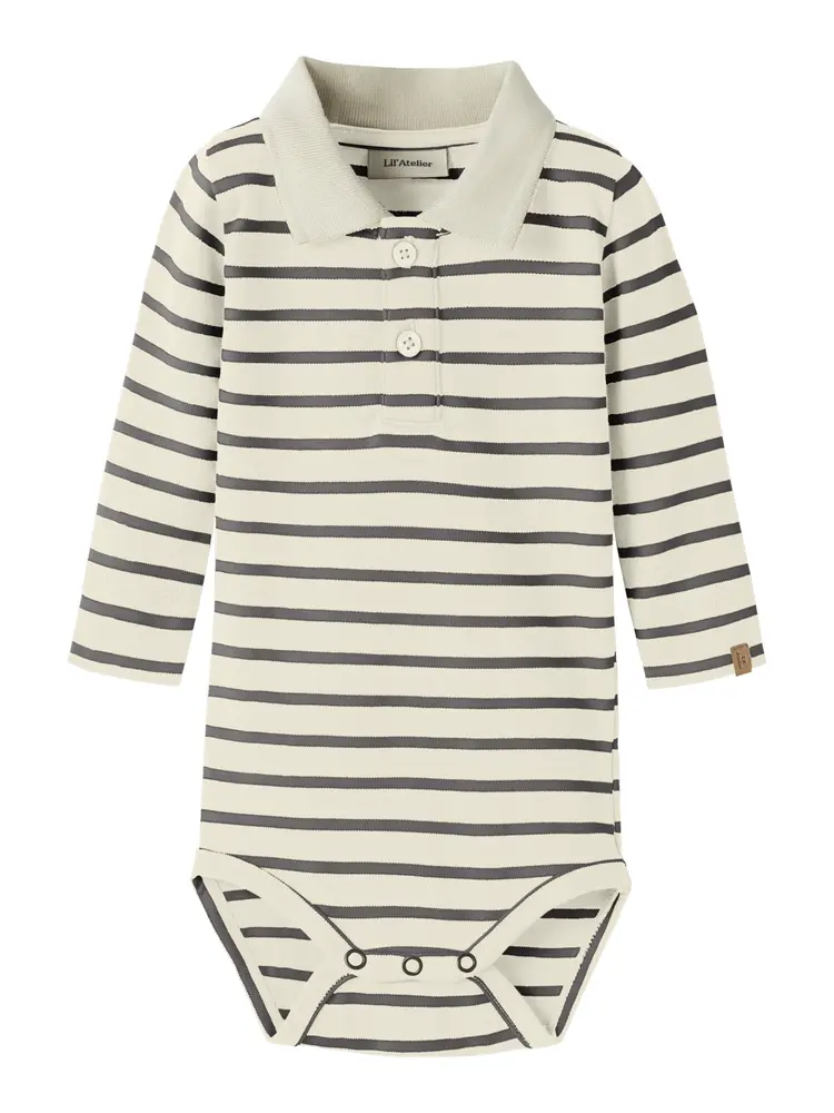 Lil' Atelier Limia Långärmad Polo Body - Turtledove - 56