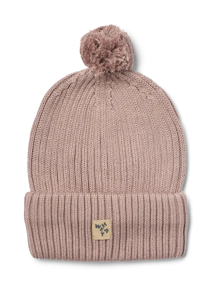 Wheat Habar Stickad Mössa - Dry Rose - 6-8 ÅR
