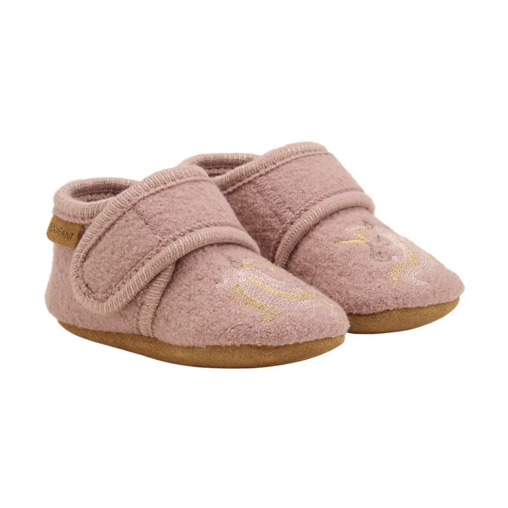 Ulltofflor med Broderi - Bark - 25/26 | Barnskor - Inneskor & tofflor - Ulltofflor | BabyMode