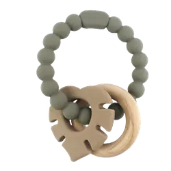 Bitring Silikon Blad & Träring - Grå | Leksaker - Babyleksaker - Bitringar & skallror | BabyMode