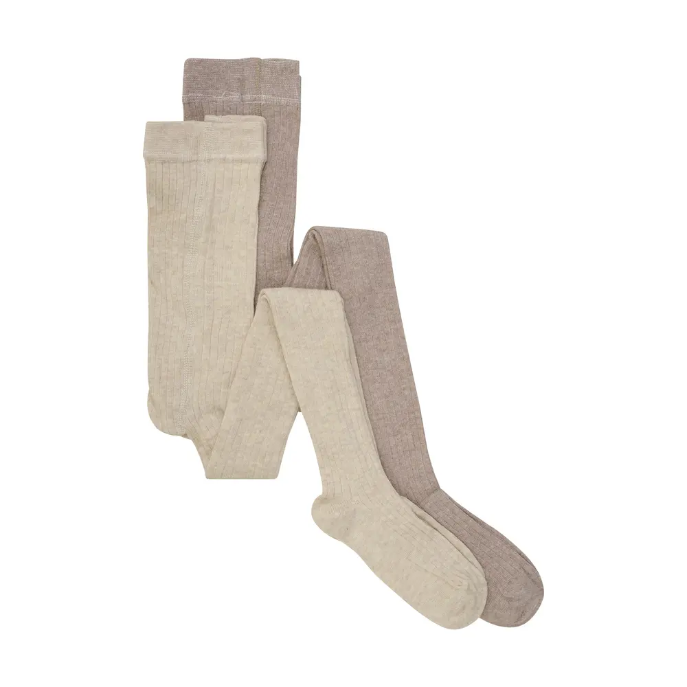 Strumpbyxor Rib 2-pack - Silver Mink - 92/98 | Barnkläder - Strumpor & strumpbyxor - Strumpbyxor | BabyMode