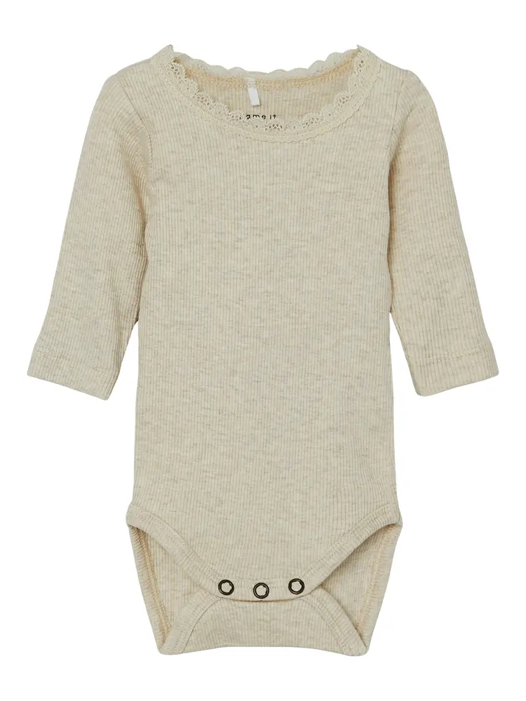 Name It Kab Långärmad Body - Peyote Melange - 68 | Barnkläder - Bodys & overaller - Långärmad body | BabyMode