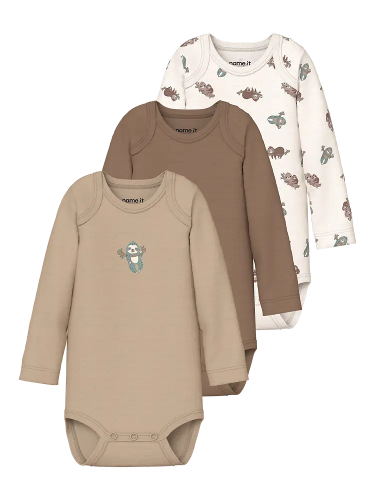 Name It Sengångare Långärmad Body 3-Pack - Jet Stream - 62