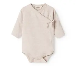 Långärmad Omlottbody Belita - Light Beige Melange | Kläder - Bodys & overaller - Omlottbody | BabyMode