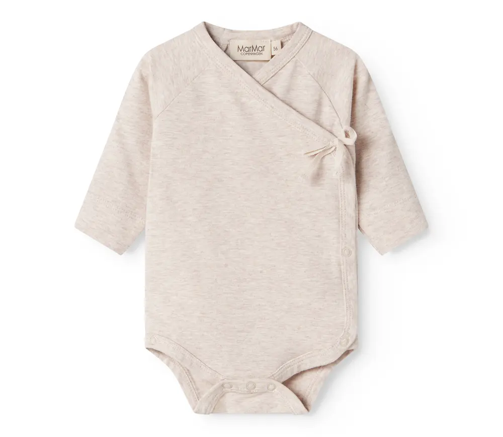 Långärmad Omlottbody Belita - Light Beige Melange - 68 | Barnkläder - Bodys & overaller - Omlottbody | BabyMode