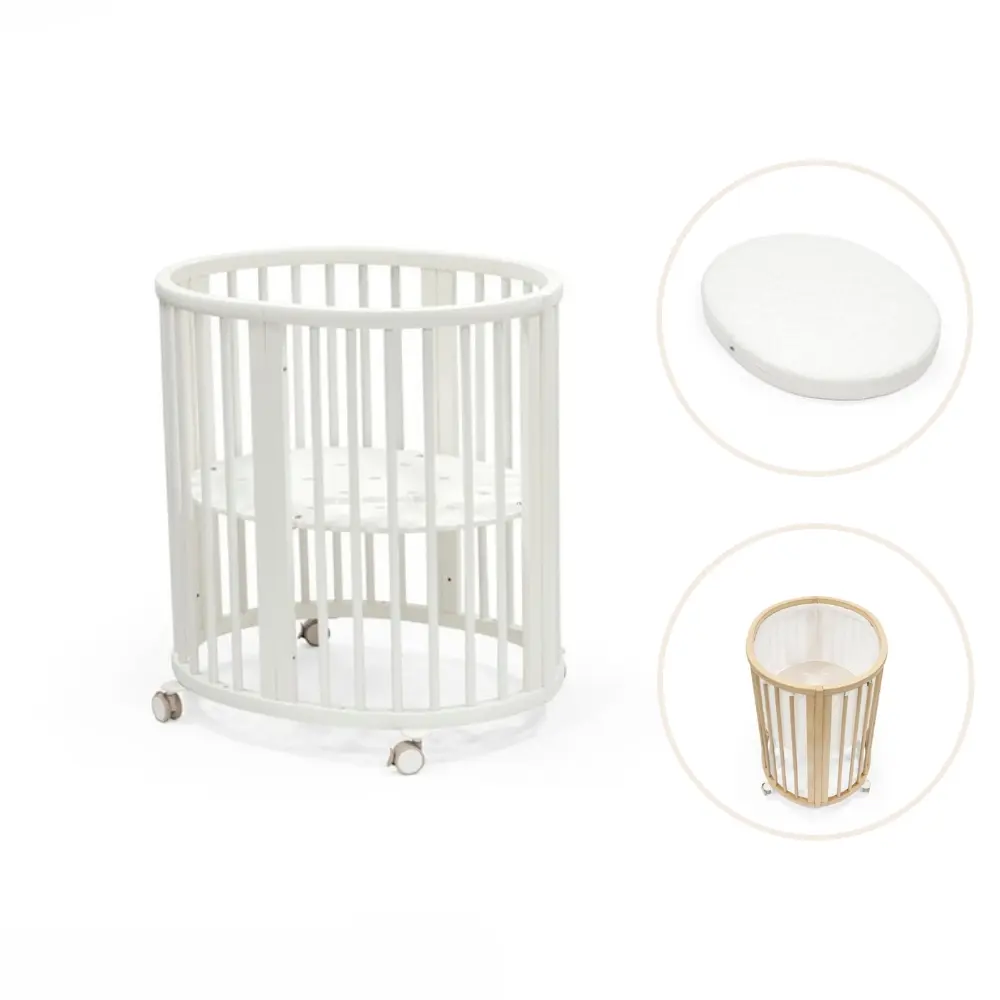 Stokke® Sleepi Mini V3 Spjälsäng Inkl. Madrass, Lakan & Spjälskydd – White | Barnrum - Barnrumspaket | BabyMode