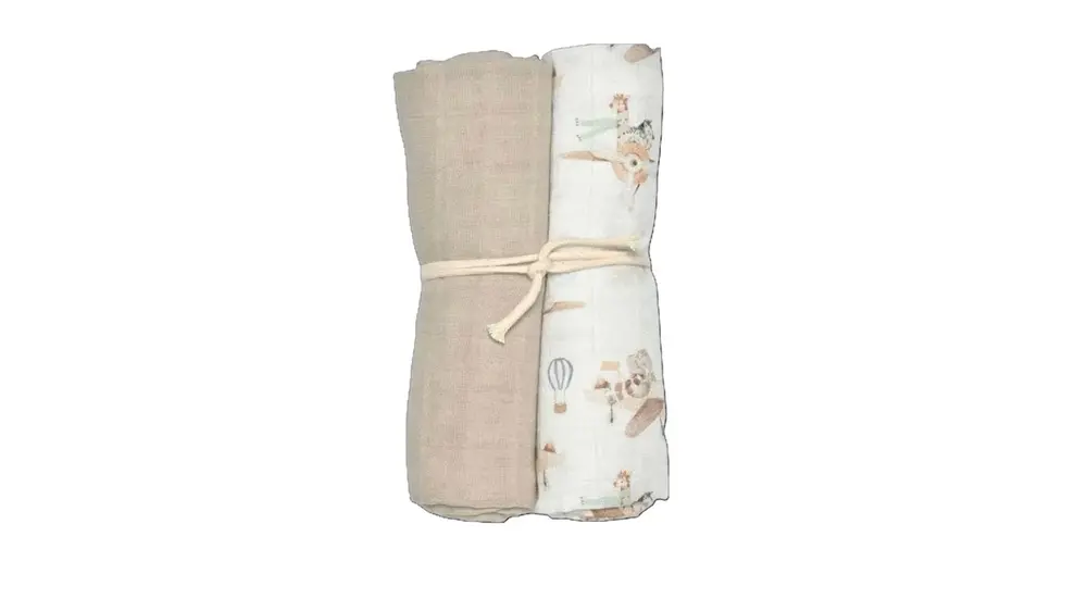 Mini Dreams Muslinfilt Flying Friends 2-pack - Offwhite | Barnrum - Textilier - Muslinfiltar | BabyMode