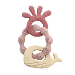 Bitleksak Silikon Bläckfisk & Val - Rosa | Leksaker - Babyleksaker - Bitringar & skallror | BabyMode