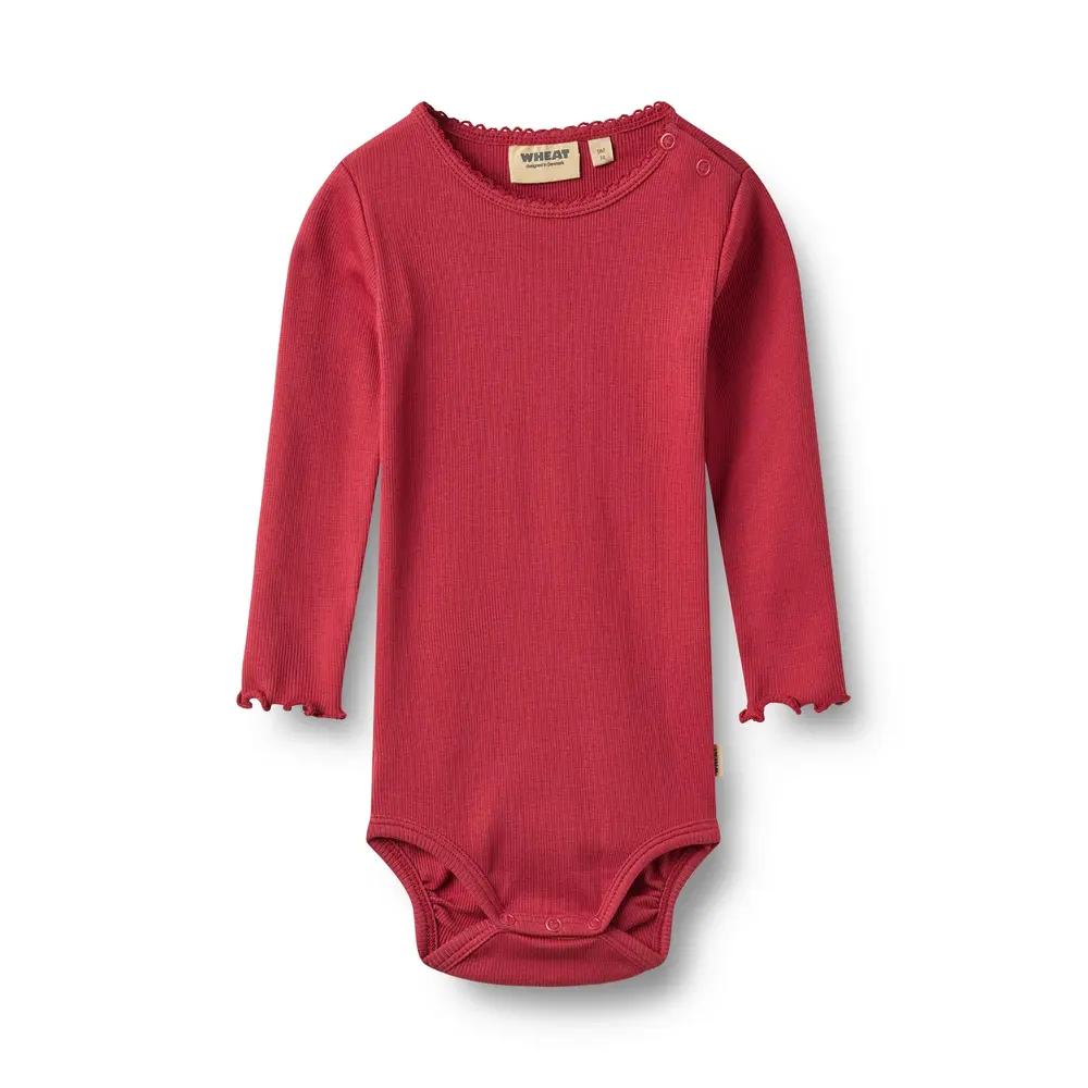 Wheat Regitze Långärmad Rib Body - Red Cherry - 74
