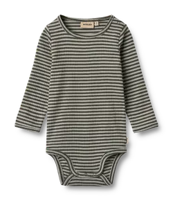Berti Body Långärmad - Winter forest stripe | Kläder - Bodys & overaller - Långärmad body | BabyMode