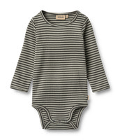 Berti Body Långärmad - Winter forest stripe