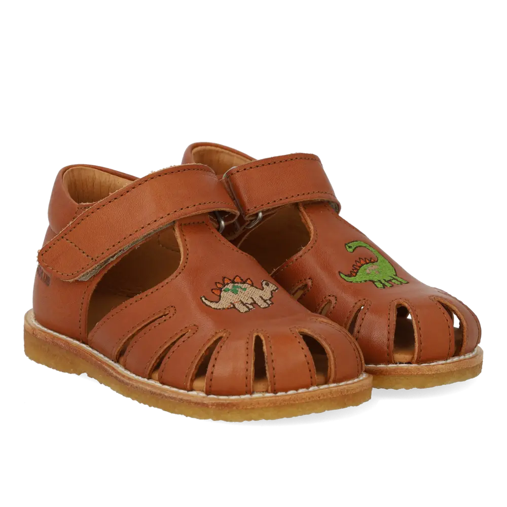 Sandal m. Dino Broderi - Cognac - 22 | Barnskor - Sandaler - Sandaler med sluten tå | BabyMode