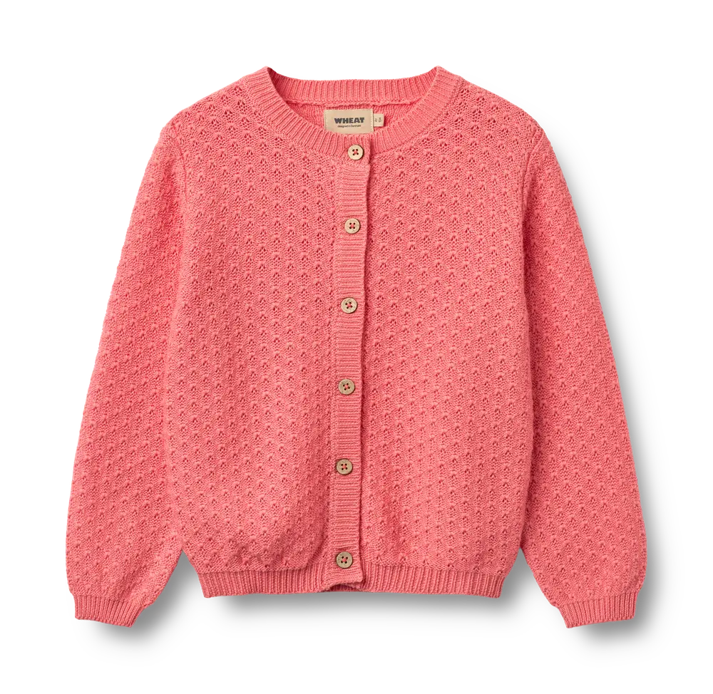 Stickad kofta Magnella - Coral - 110 | Barnkläder - Toppar - Koftor, västar & tröjor | BabyMode