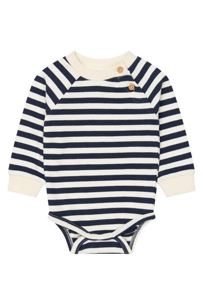 The New Siblings Volker Långärmad Body - Navy Blazer Striped - 80