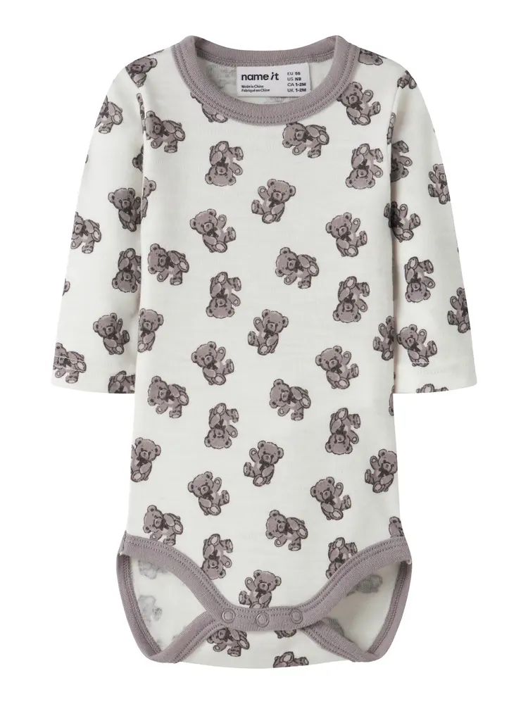 Name It Willu Ull Långärmad Body - Snow White - 68