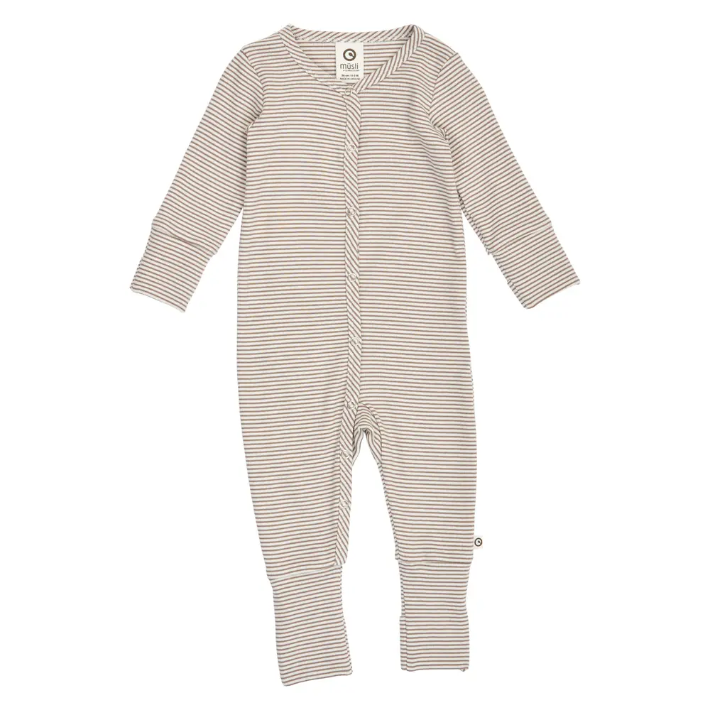 Mini Stripe Rib Jummpsuit - Balsam Cream/Walnut  - 74
