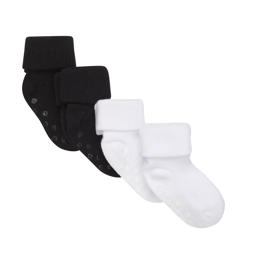 Ribbade Halkstrumpor ABS 4-pack - Svart/Vit - 11/14 | Barnkläder - Strumpor & strumpbyxor - Strumpor | BabyMode