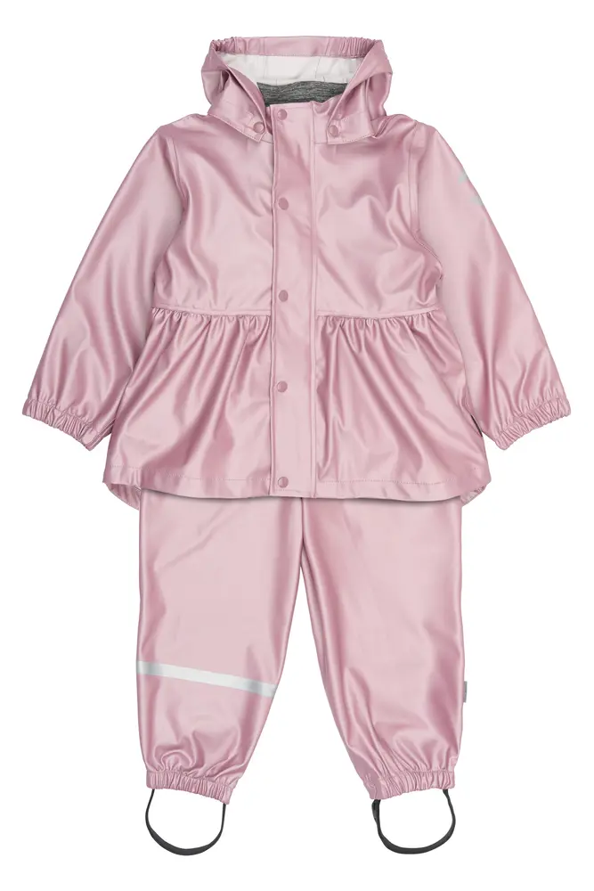 Regnkläder Metallic PU m. Hängslen - Mauve Shadows - 92 | Barnkläder - Ytterplagg - Regnkläder | BabyMode