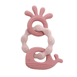 Bitleksak i Silikon med Val & Bläckfisk - Rosa/Rosa | Leksaker - Babyleksaker - Bitringar & skallror | BabyMode