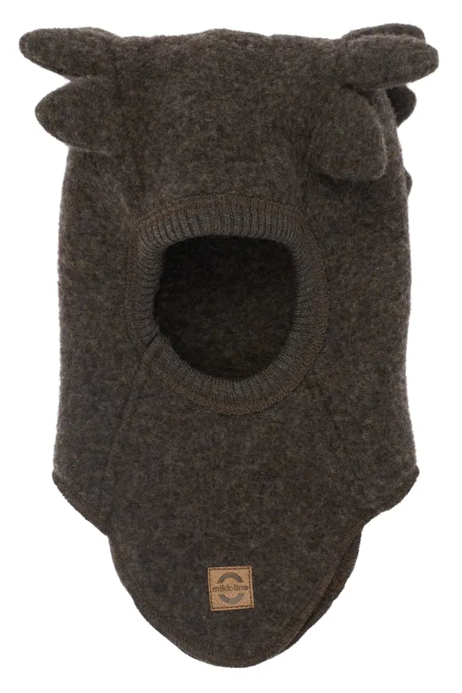Mikk-Line Ull Balaclava m. Kroko - Dark Brown Melange - 98/104