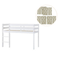 ECO Comfort halvhög säng vit, med grönt gardin