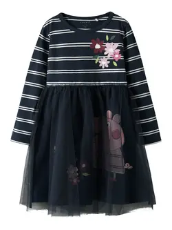 Orini Greta Gris Tyllklänning - Navy Blazer | Kläder - Toppar - Klänningar - Klänningar | BabyMode