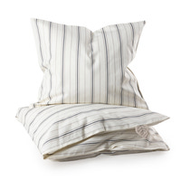 Junior sengetøj, cream stripe,beige/blå 140x100