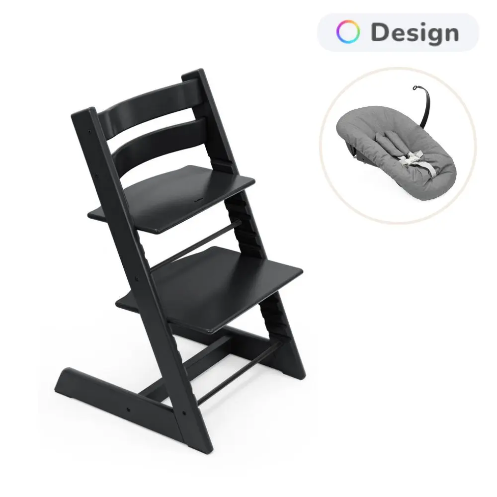 Stokke&reg; Tripp Trapp Stol Bok Black Inkl. Newborn Set