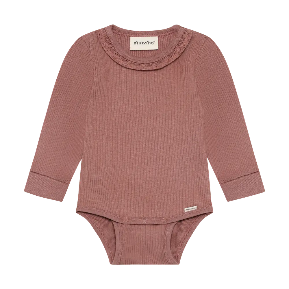 Minymo Långärmad Rib Body - Burlwood - 50
