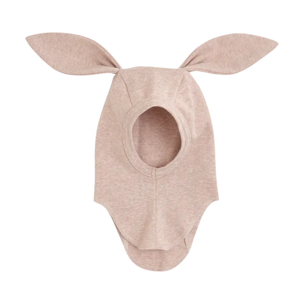 Balaclava m. Öron Bomullsrib - Camel Melange - 12-24 MDR.