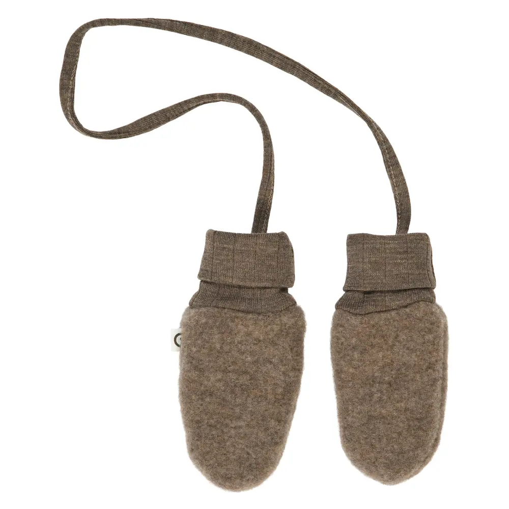 Vantar Woolly Merinoull/Fleece - Walnut Melange - 74/86 | Barnkläder - Ull - Ullmössor, ullvantar och ulltossor | BabyMode
