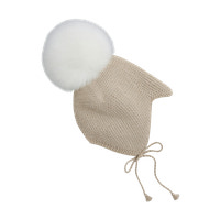Huttelihut Ullstickad Alpaca Mössa m. Pompom - Off-white