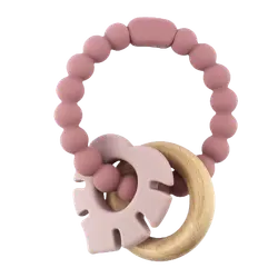 Bitring Silikon Blad & Träring - Rosa | Leksaker - Babyleksaker - Bitringar & skallror | BabyMode