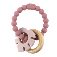 Bitring Silikon Blad & Träring - Rosa