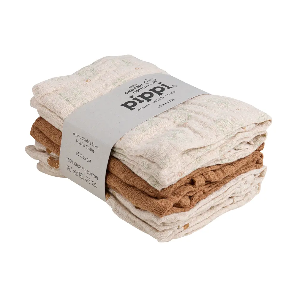 Eko Muslinfilt 6-pack - Almond | Barnrum - Textilier - Muslinfiltar | BabyMode