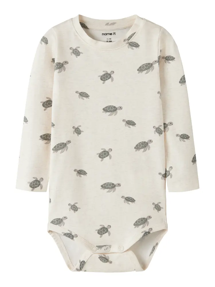 Name It Jamie Långärmad Body - Peyote Melange - 80 | Barnkläder - Bodys & overaller - Långärmad body | BabyMode