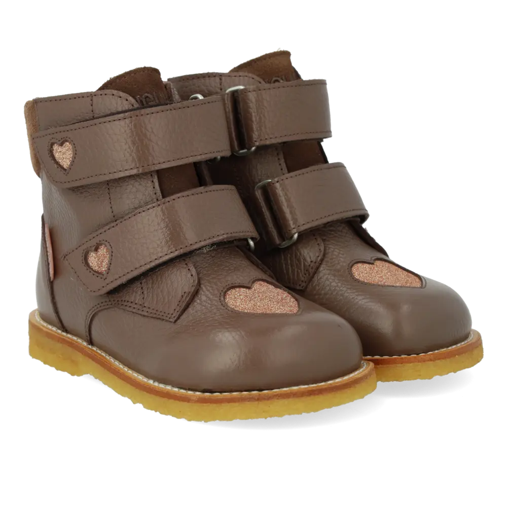 Tex Stövlar Med Velcro - Dark Taupe/Dusty Almond/Dark Taupe - 30